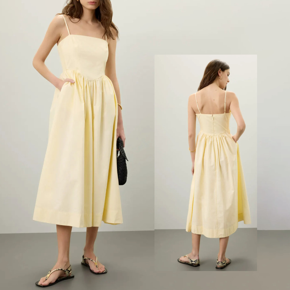 Ronny Kobo Collective Yellow Corset Midi Dress Size 0
